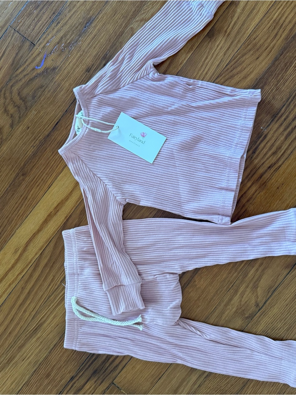 Ribbed Long Sleeve Top & Legging Set - Dusty Rose 18M